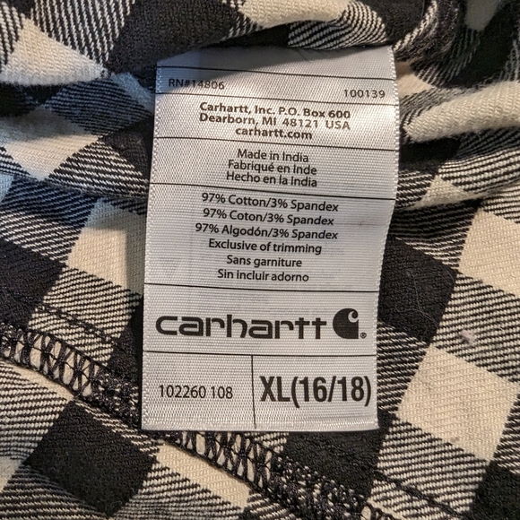Carhartt Buffalo Plaid Long Sleeve Button Down Shirt - Size XL (16/18) - Picture 4 of 6